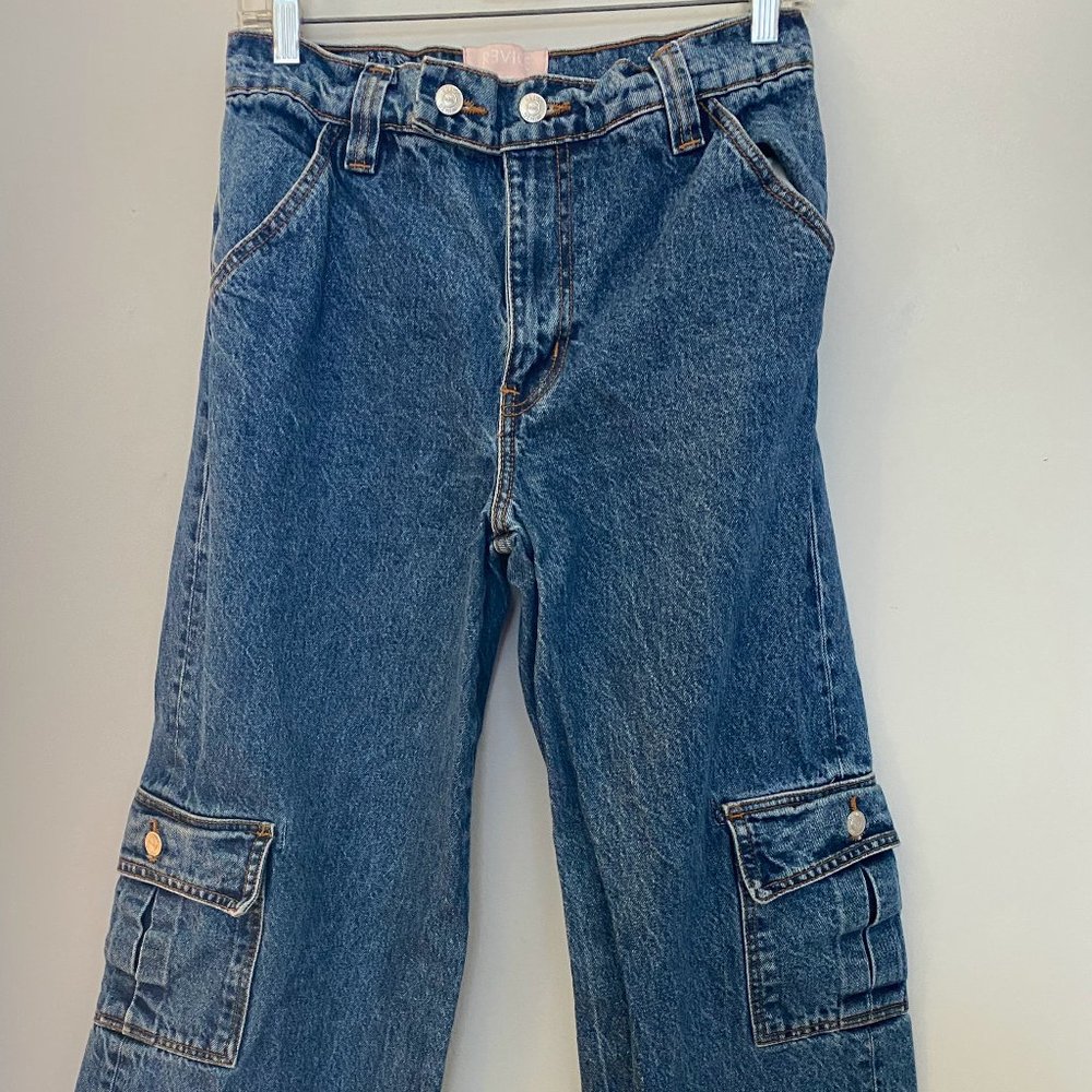 REVICE Denim blue jeans - cargo with rough cut hems- size 28